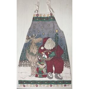 Deb Strain Christmas Santa Fabric Apron "For Nice Girls & Boys" O/S Nostalgic